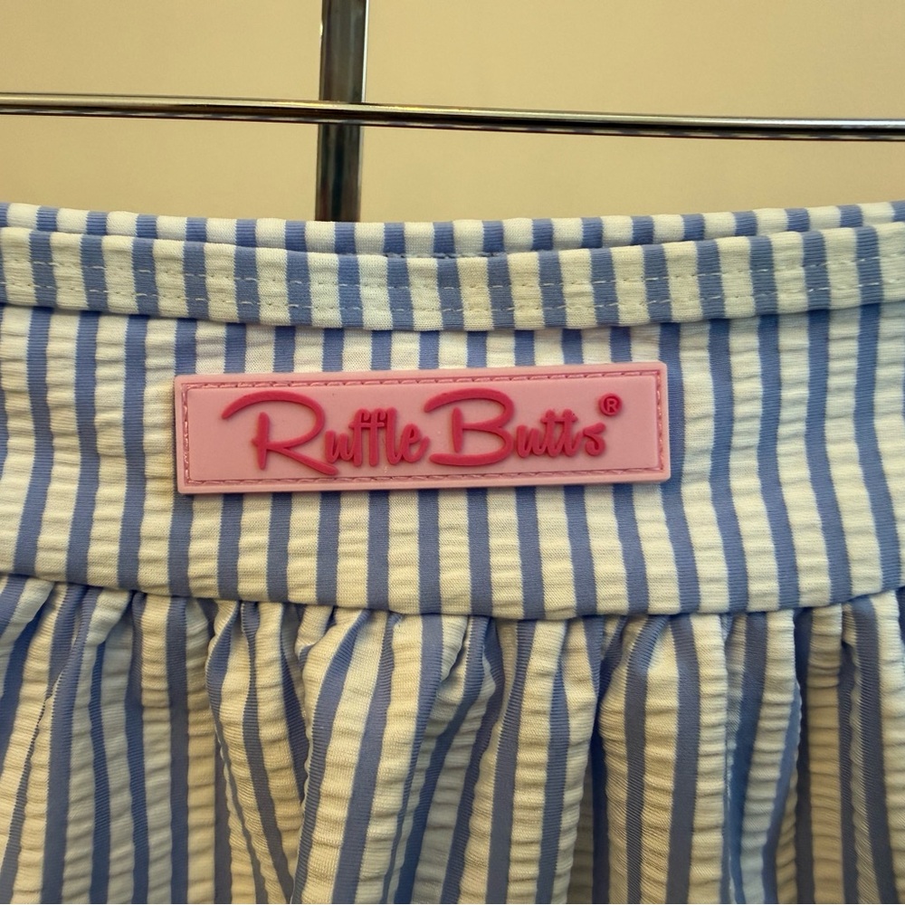 ❣️🆕Ruffle Butts Skirt Swimsuit Bottom Blue & White Seersucker Preppy Swimwear❣️ - Picture 5 of 7